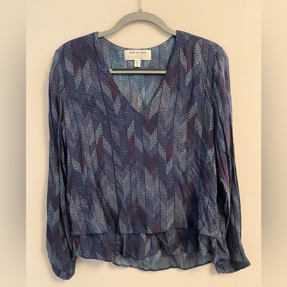 Cloth & Stone Dotted Herringbone Blouse - Size M